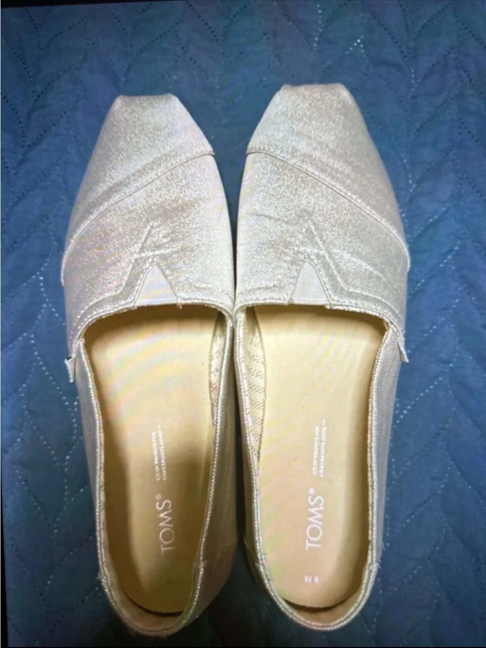 Toms Women's Sparkle Slip-On Flats — Champagne Knit